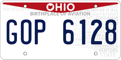 OH license plate GOP6128
