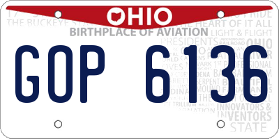 OH license plate GOP6136