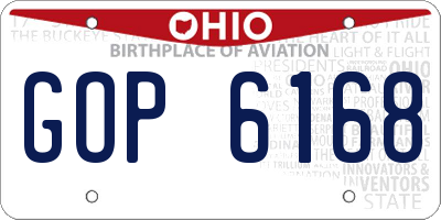 OH license plate GOP6168