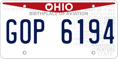 OH license plate GOP6194