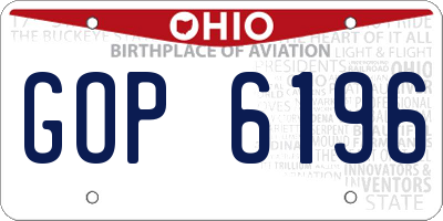 OH license plate GOP6196