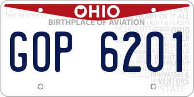 OH license plate GOP6201
