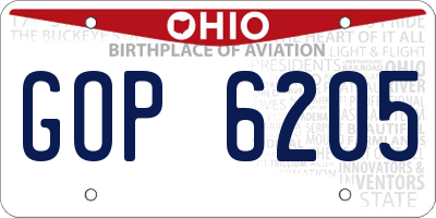OH license plate GOP6205