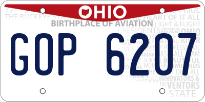 OH license plate GOP6207