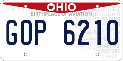 OH license plate GOP6210
