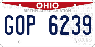 OH license plate GOP6239