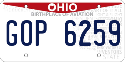 OH license plate GOP6259