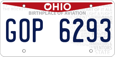 OH license plate GOP6293