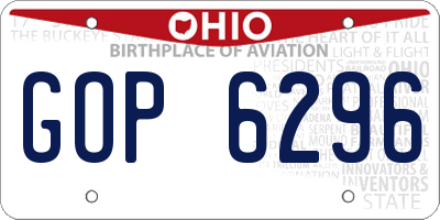 OH license plate GOP6296