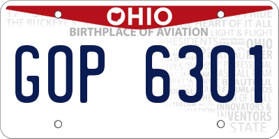 OH license plate GOP6301