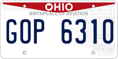 OH license plate GOP6310