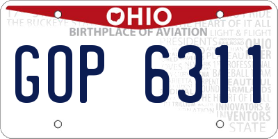 OH license plate GOP6311