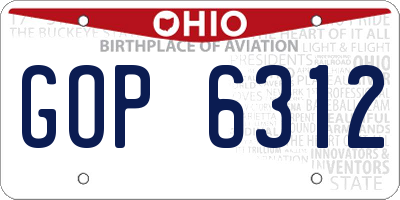 OH license plate GOP6312