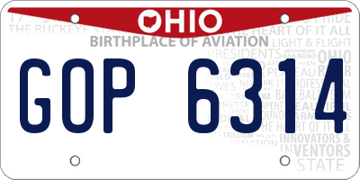 OH license plate GOP6314