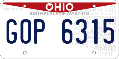 OH license plate GOP6315