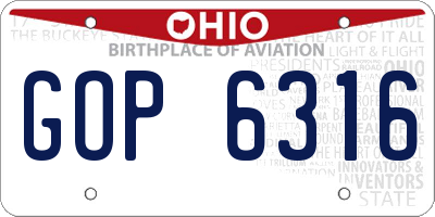 OH license plate GOP6316
