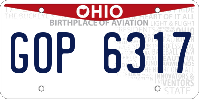 OH license plate GOP6317