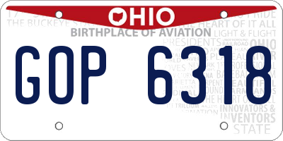 OH license plate GOP6318