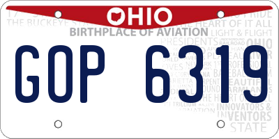 OH license plate GOP6319