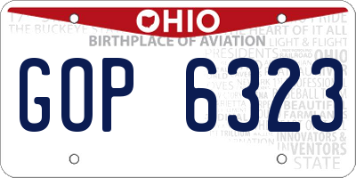 OH license plate GOP6323