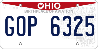 OH license plate GOP6325
