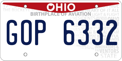 OH license plate GOP6332