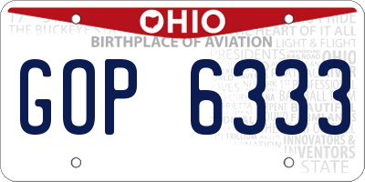 OH license plate GOP6333