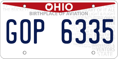 OH license plate GOP6335