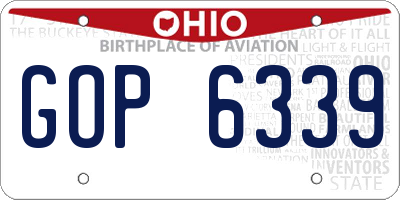 OH license plate GOP6339