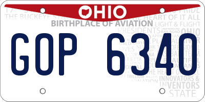 OH license plate GOP6340