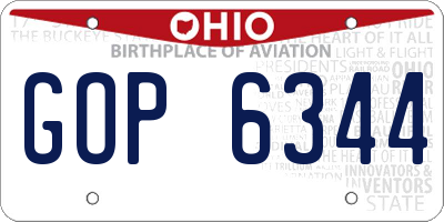 OH license plate GOP6344