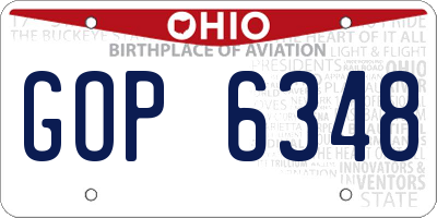 OH license plate GOP6348