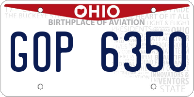 OH license plate GOP6350