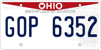 OH license plate GOP6352