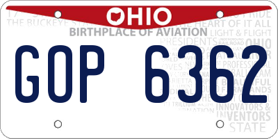 OH license plate GOP6362