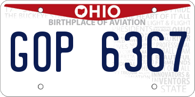 OH license plate GOP6367