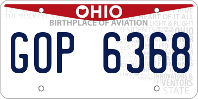 OH license plate GOP6368