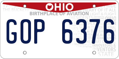 OH license plate GOP6376
