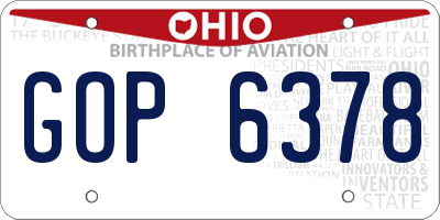 OH license plate GOP6378