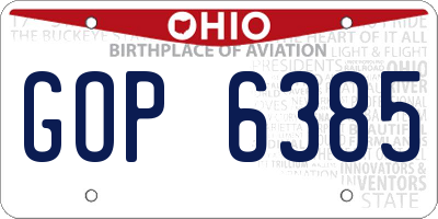 OH license plate GOP6385