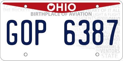 OH license plate GOP6387