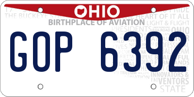 OH license plate GOP6392