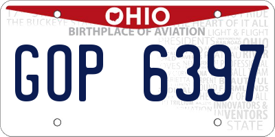 OH license plate GOP6397
