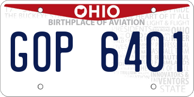 OH license plate GOP6401