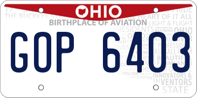 OH license plate GOP6403
