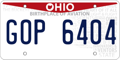 OH license plate GOP6404