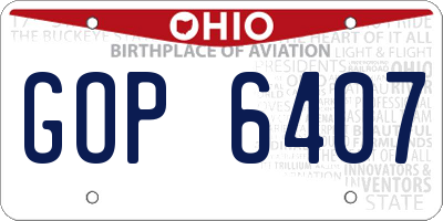 OH license plate GOP6407