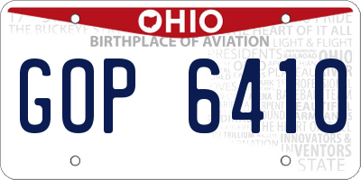 OH license plate GOP6410