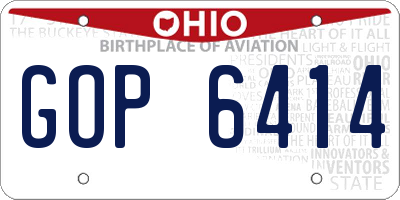 OH license plate GOP6414