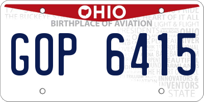 OH license plate GOP6415